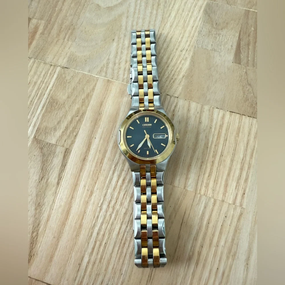 Citizen eco-drive ladies blue dial two toned solar power dress watch